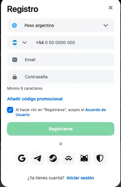 Registro en 1win Argentina