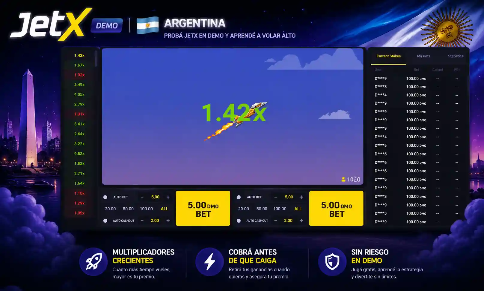 JetX Argentina demo game