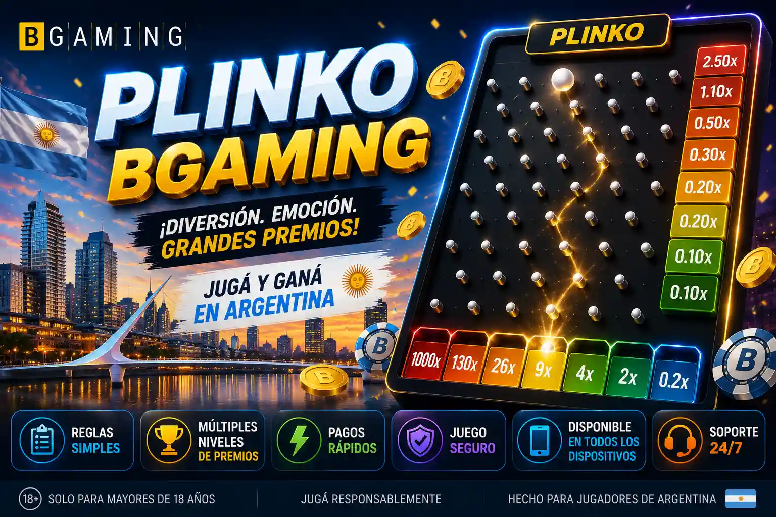 Plinko de BGaming: reseña y guía para Argentina