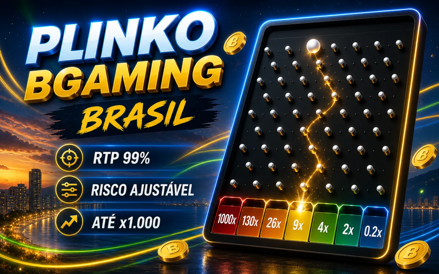 Plinko da BGaming: RTP 99%, riscos e x1.000 no Brasil