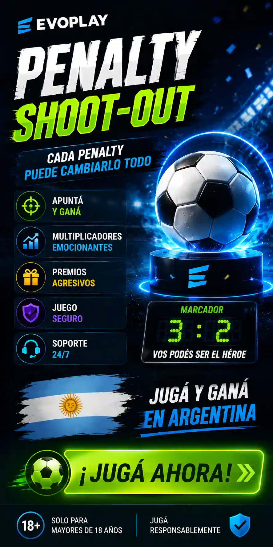 Penalty Shoot-out de Evoplay: reseña para Argentina