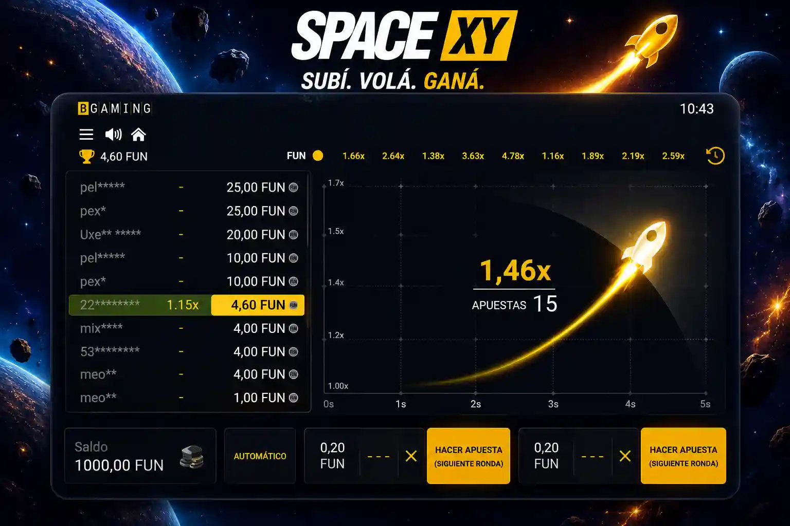 Space XY game Argentina